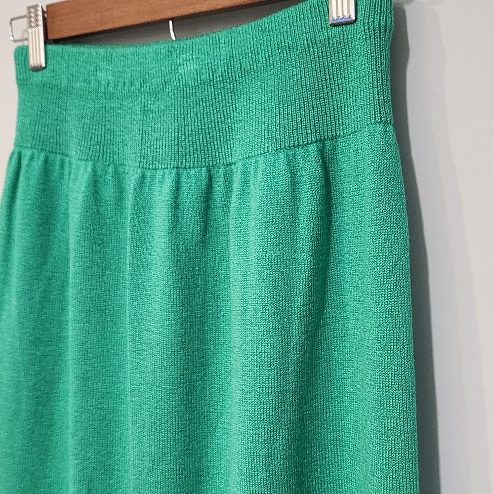 Vintage UNION Label Knit Midi Skirt Sweater Skirt Knit Green Skirt Elastic Waist